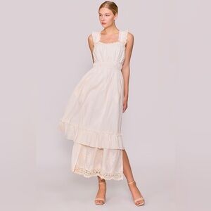 Melloday Ruffle Tiered Maxi Sundress ~ Ivory ~ Large